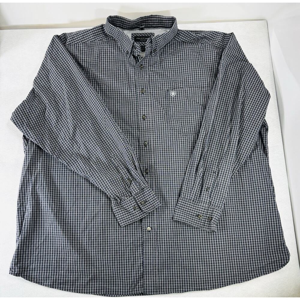 Ariat Pro Series Long Sleeve Button up Western Shirt Men's Size 3XL Plaid Blue